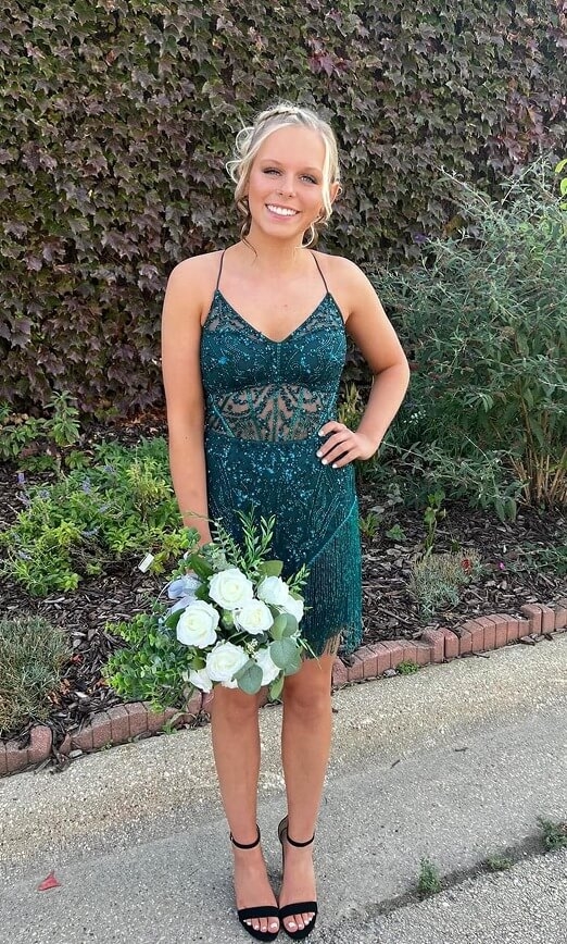 Photo of the model wearing a formal gown